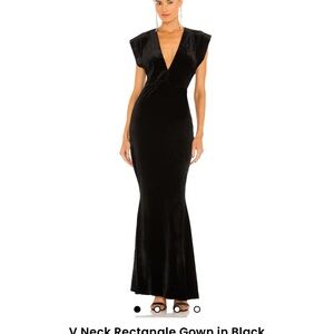 Norma Kamali Black V Velvet Gown